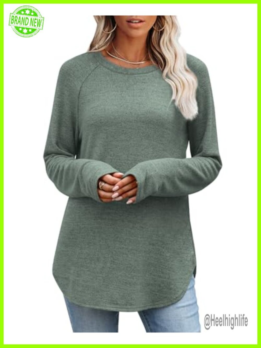 OFEEFAN Women's Fleece Lined Long Sleeve Tunic Top Loose Fit Crew Neck Pullover